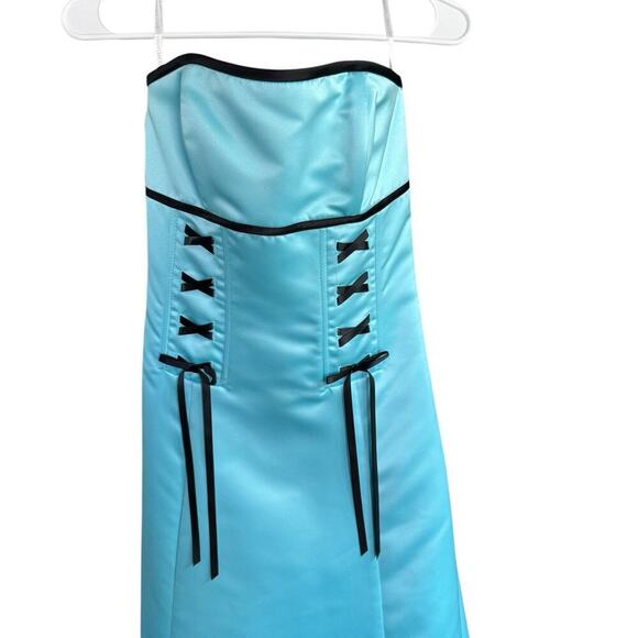 Vtg 80s 90s Jessica McClintock For Gunne Sax Strapless Dress Maxi 5/6 Blue NWT - Picture 2 of 15